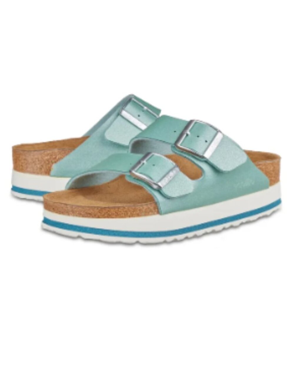 EUC! Birkenstock Papillio‎ Icy Metallic Ocean Breeze Size 9.5
